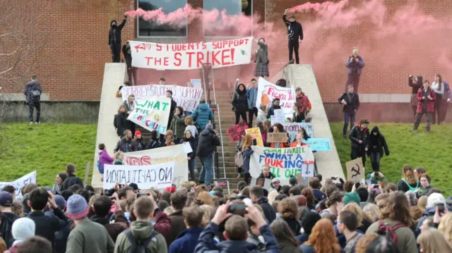 Students protesting at the University of Sussex