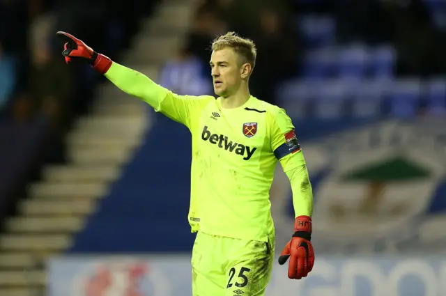 Joe Hart gestures to his teammates