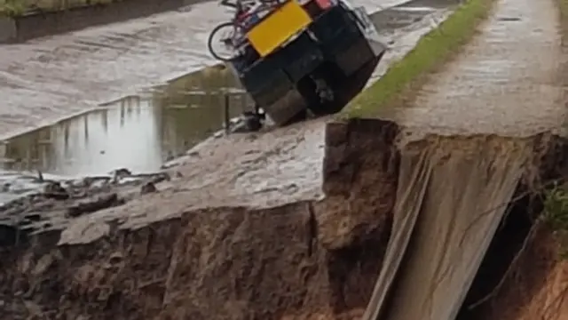 Boat near collapse of canal