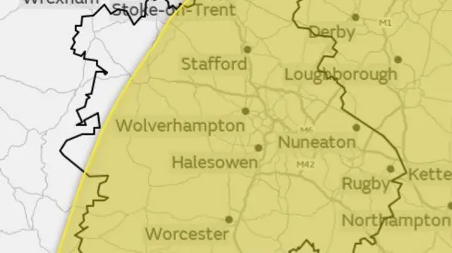 Area covered by Sunday's weather warning