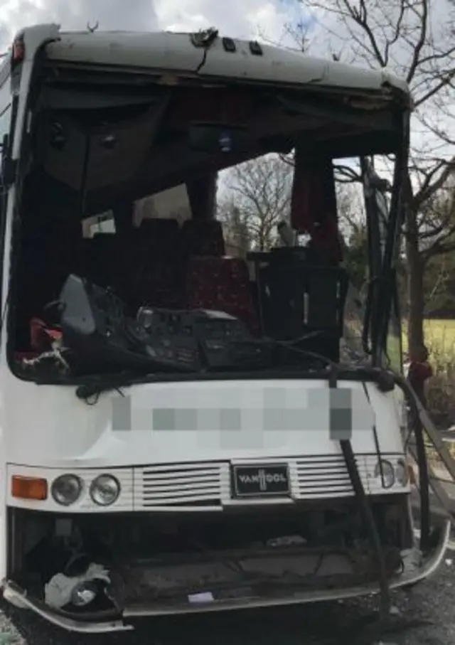 Coach involved in crash