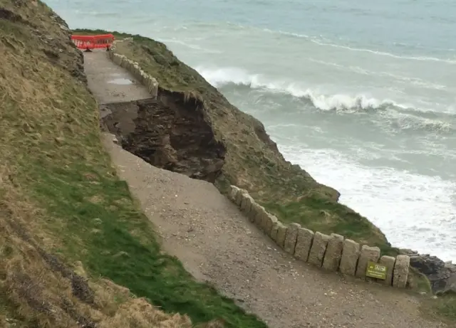 Damage to coast path