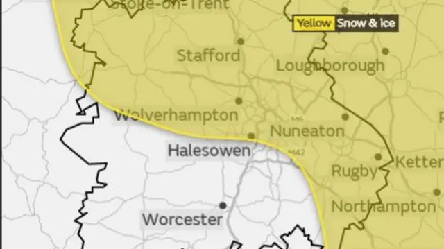 Area covered by Saturday's weather warning