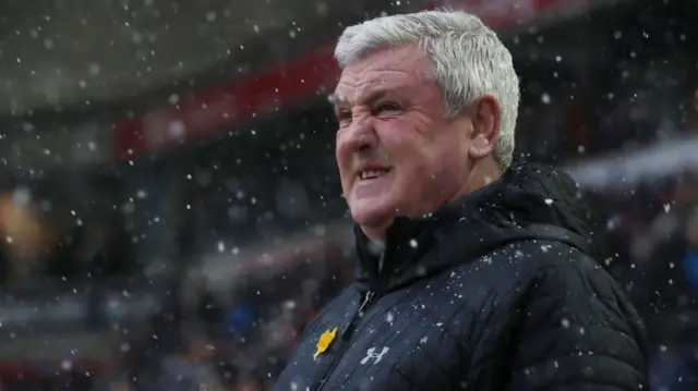 Aston Villa boss Steve Bruce in the snow