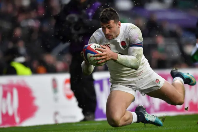 Jonny May scores for England