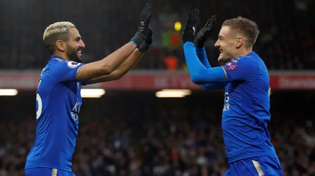 Riyad Mahrez and Jamie Vardy