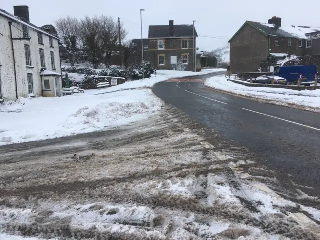 Snowy A470 at Llanbrynmair