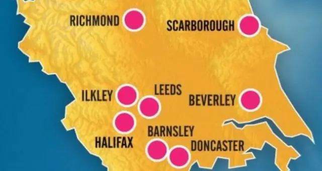 Map of Tour de Yorkshire route