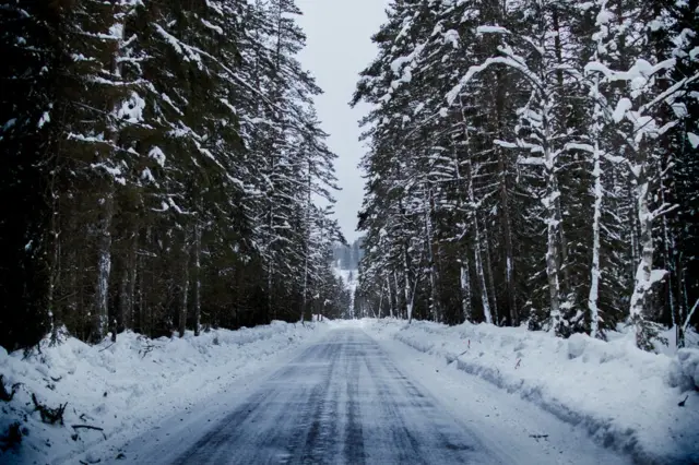 Snow-covered road