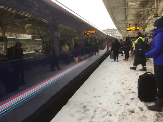 A London-bound train at Newport station