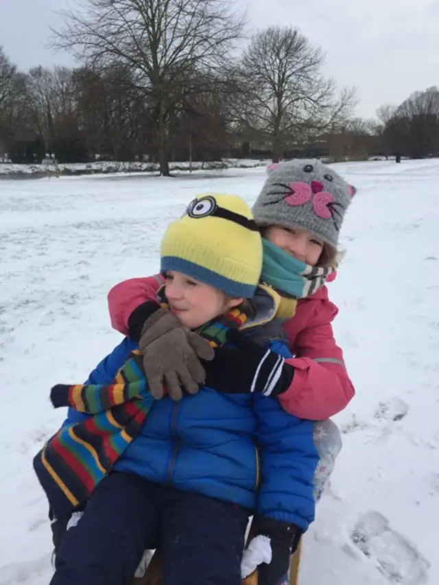 Children on a sledge