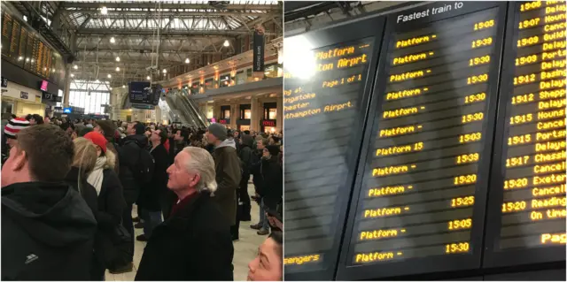 Waterloo Station departure boards