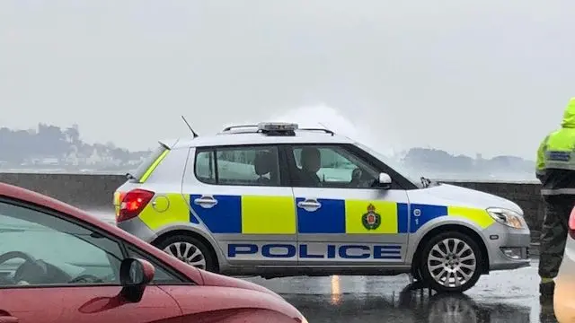 Police car on Guernsey's east coast