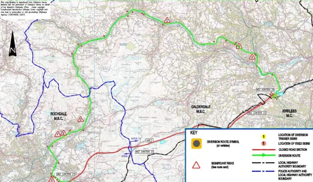 M62 diversion route