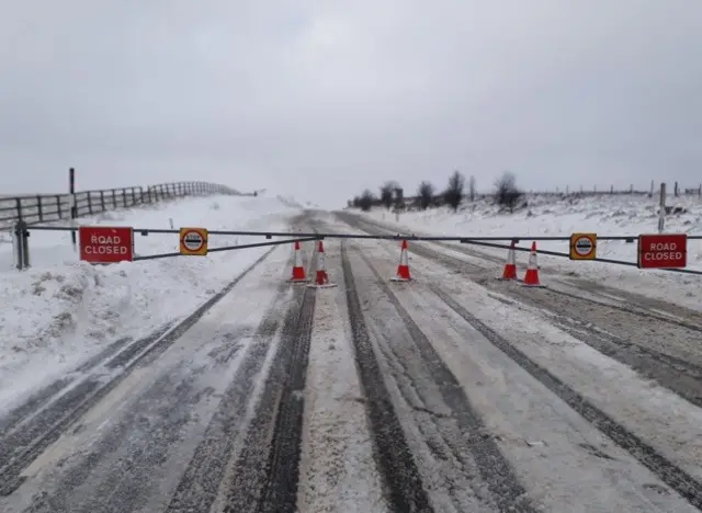 Snow gates closed on the Woodhead Pass