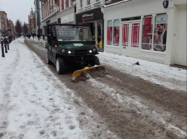 The council's new "mini plough" at work in Worcester