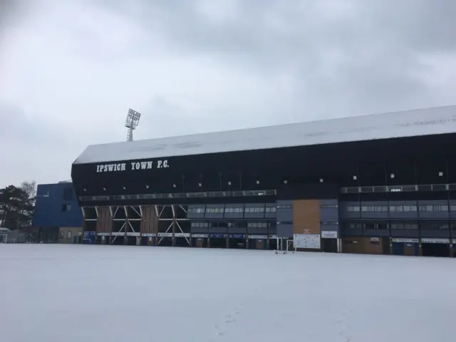 Portman Road in the snow