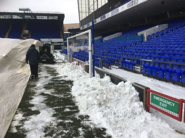 Portman Road in the snow