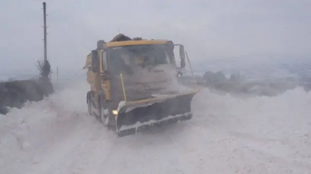 A snow plough in Worcestershire