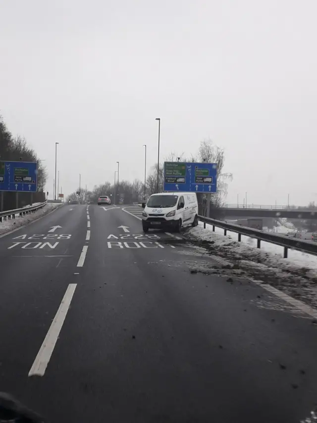 crashed van on M20