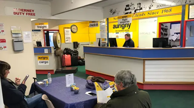 Alderney Airport departures lounge