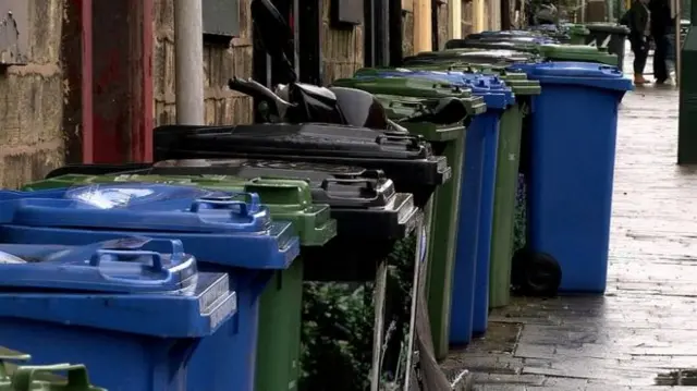 row of bins