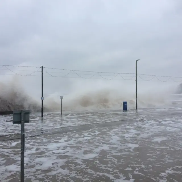 A flooded street in Paignton