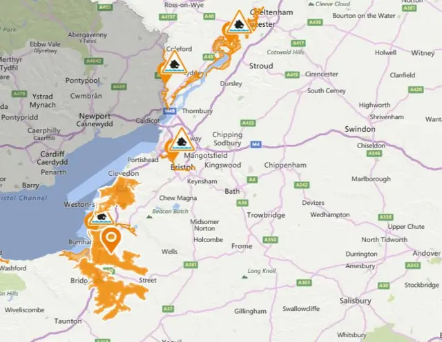 Flood warning map
