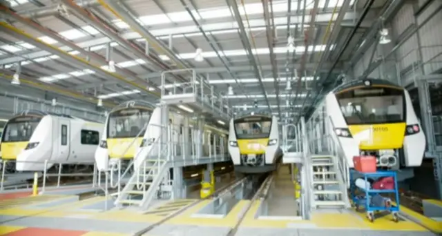 Trains in factory