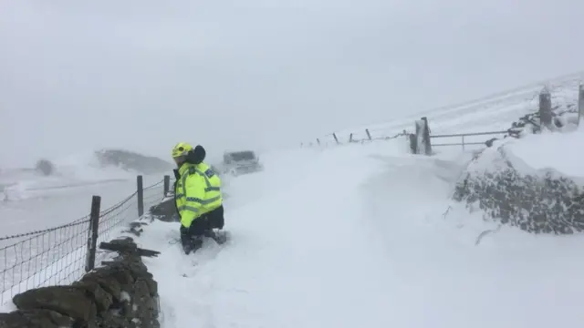 Road blocked by snow