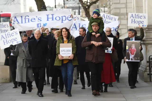 Demonstrators in Downing Street