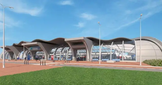 Computer generated image of what the new train station could look like