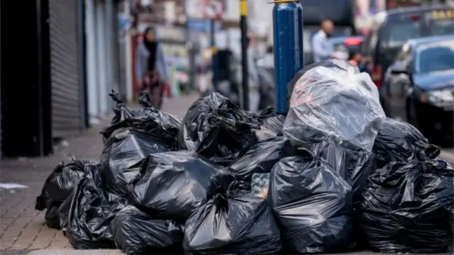 Bin bags on street