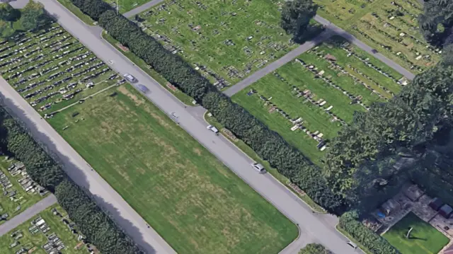 Ariel view of a cemetry