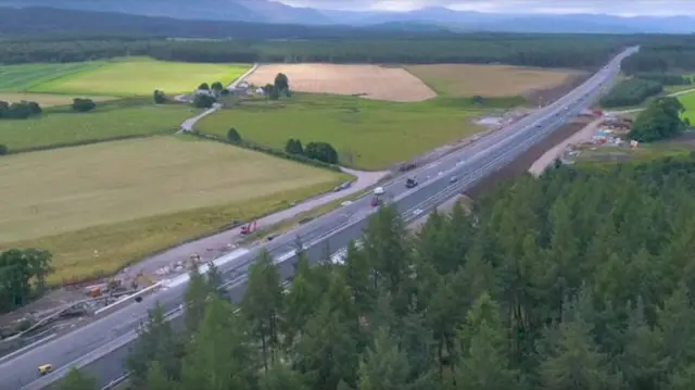 The new dual carriageway is between Kincraig and Dalraddy