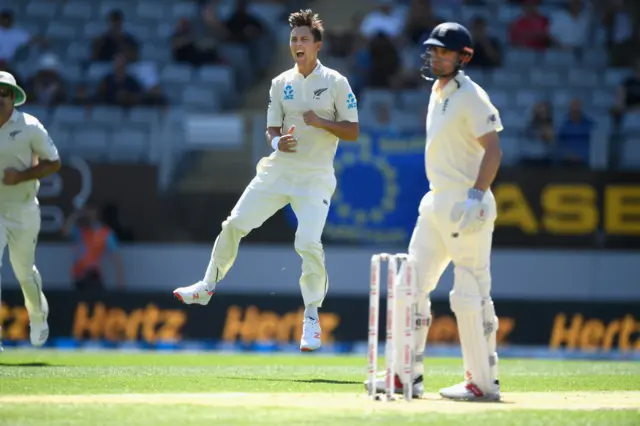 Trent Boult and Alastair Cook