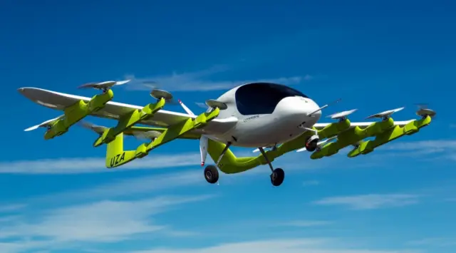 m New Zealand based aviation company Zephyr Airworks shows a "Cora" electric powered air taxi in flight.