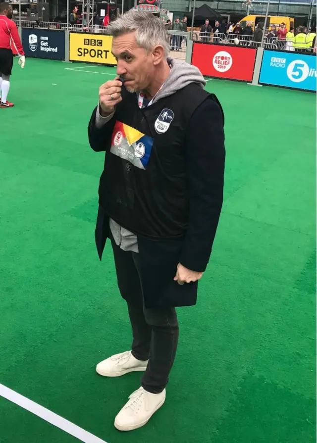 Gary Lineker at Sport Relief 5-live-a-side