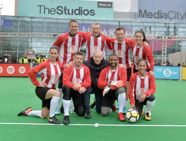 Robbie Savage and his Allstars for the 5-live-a-side challenge