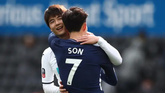 South Korea's Ki Sung-yeung and Son Heung-min playing for their Premier League clubs