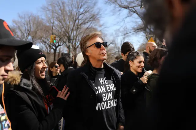 Sir Paul McCartney joins the march in Manhattan