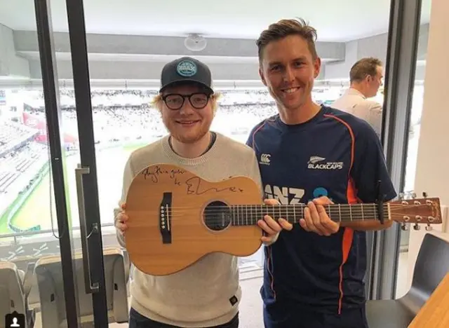 Trent Boult and Ed Sheeran