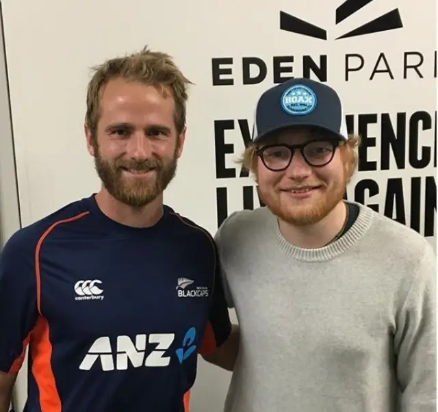 Kane Williamson and Ed Sheeran