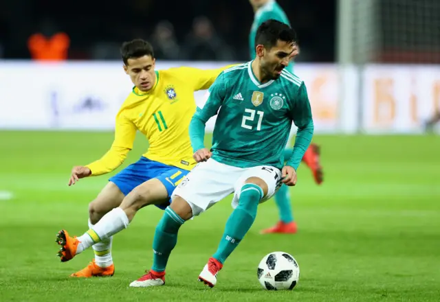 Brazil's Countinho battles with Germany's Gungdogan