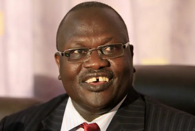 South Sudan"s vice president Riek Machar holds a press conference in Khartoum on May 30, 2011