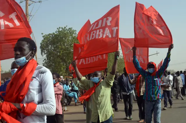 Protestors in Niamey in December 2017