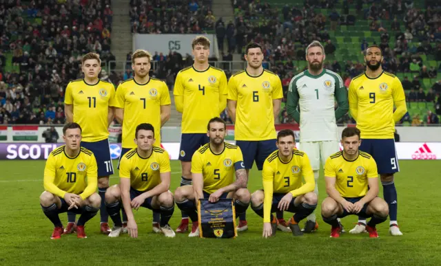 Scotland pose for a quick team photo