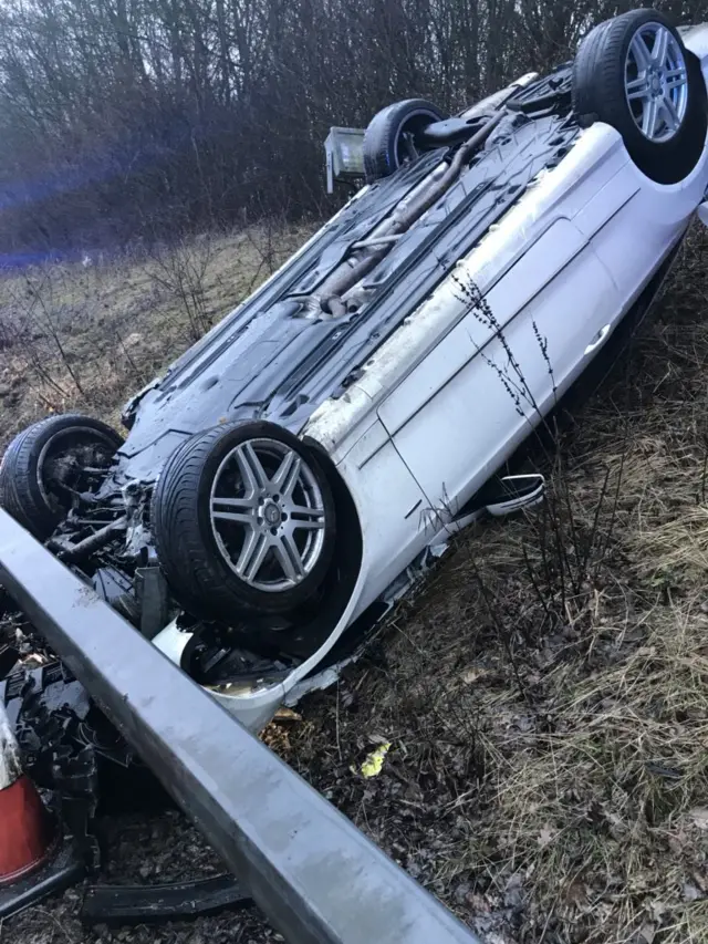 Overturned car