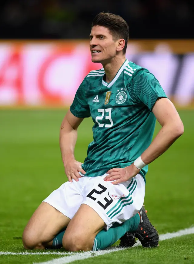 Mario Gomez after missing a chance for Germany against Brazil