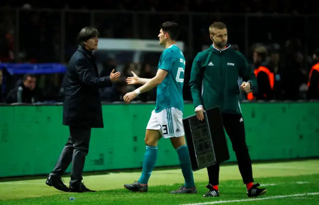 Gomez is subbed by Germany manager Low